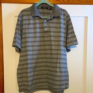 Men's black and white Striped Polo Shirt